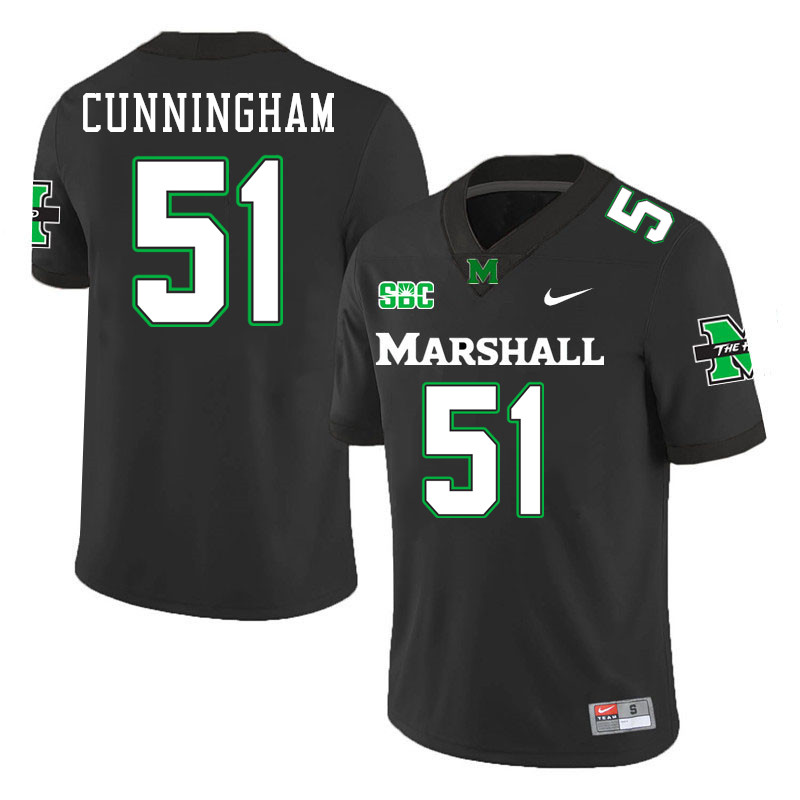Marshall Thundering Herd #51 Jaxson Cunningham College Football Jerseys Stitched-Black